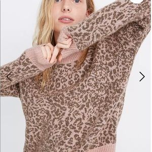 Madewell  Pullover Sweater Pink and Brown Animal Print Leopard